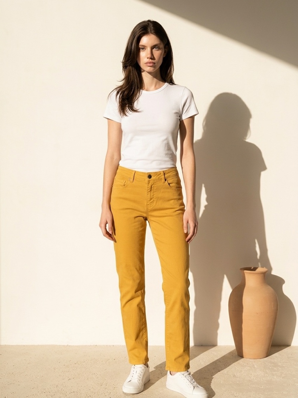89 Madison Mustard Straight-Leg Women’s Crop Stretch Pants Size 10